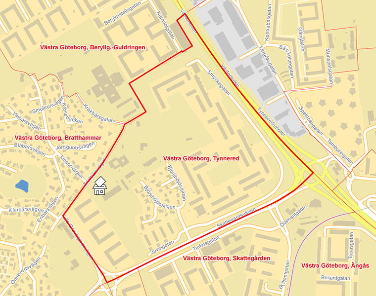 Karta över Västra Göteborg, Tynnered