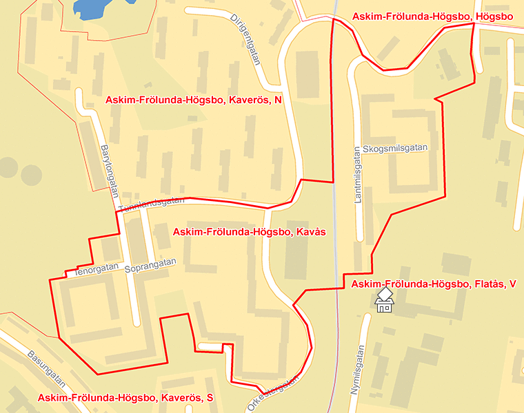Karta över Askim-Frölunda-Högsbo, Kavås