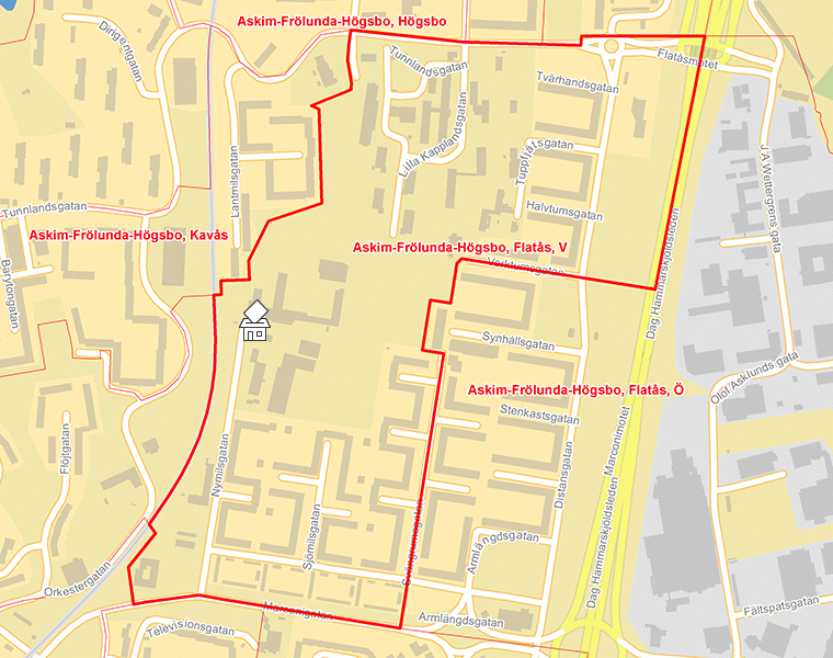 Karta över Askim-Frölunda-Högsbo, Flatås, V