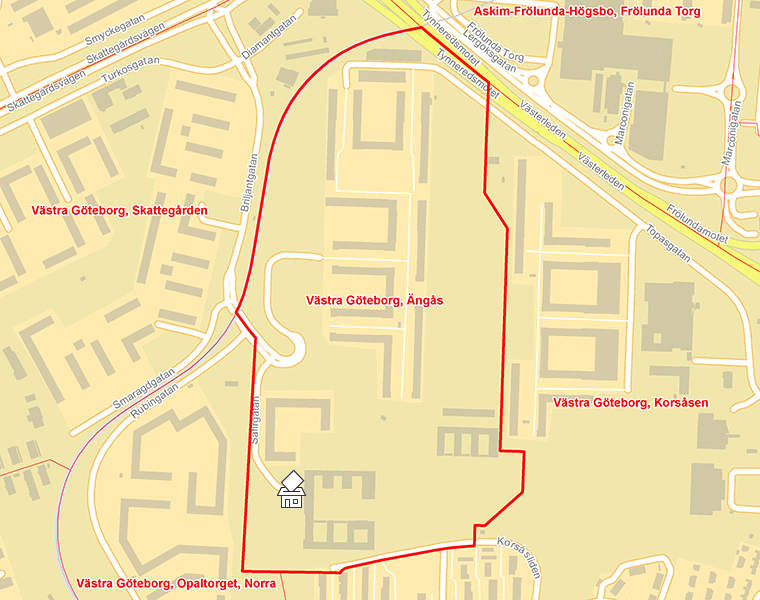 Karta över Västra Göteborg, Ängås