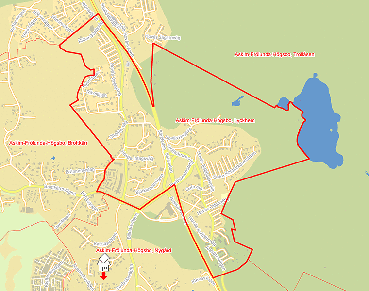 Karta över Askim-Frölunda-Högsbo, Lyckhem