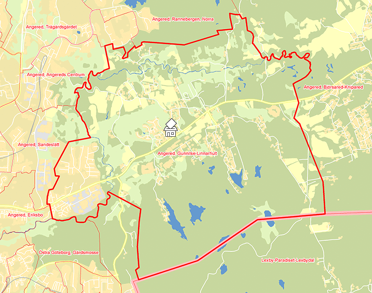 Karta över Angered, Gunnilse-Linnarhult