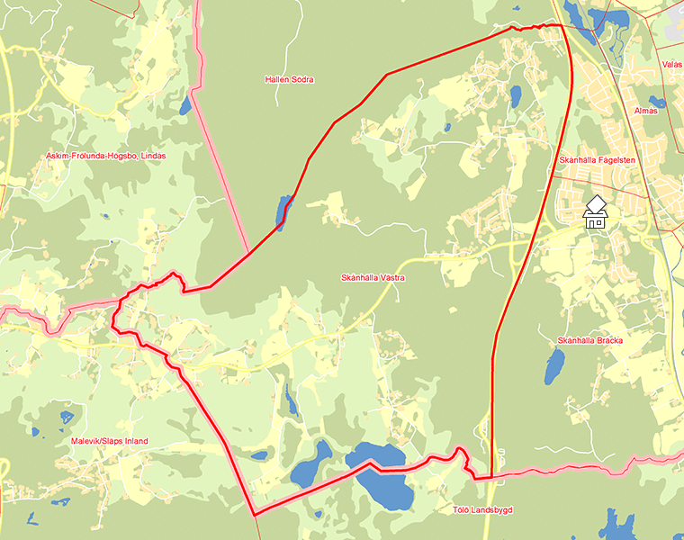 Karta över Skånhälla Västra