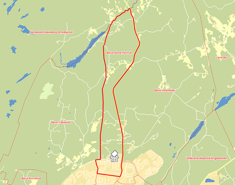 Karta över Bäve-Norra Hovhult