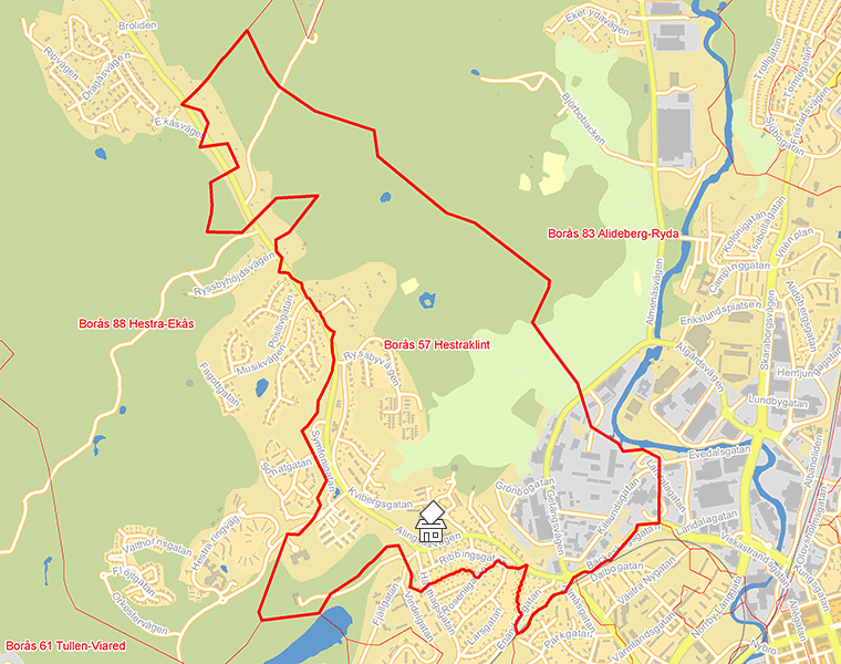 Karta över Borås 57 Hestraklint