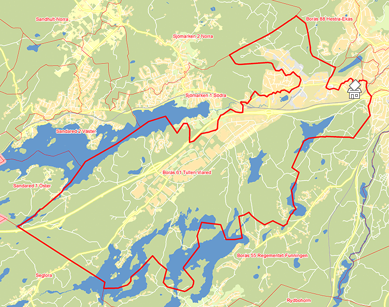 Karta över Borås 61 Tullen-Viared