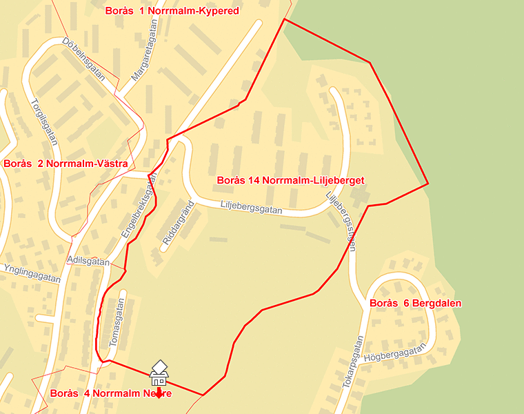 Karta över Borås 14 Norrmalm-Liljeberget