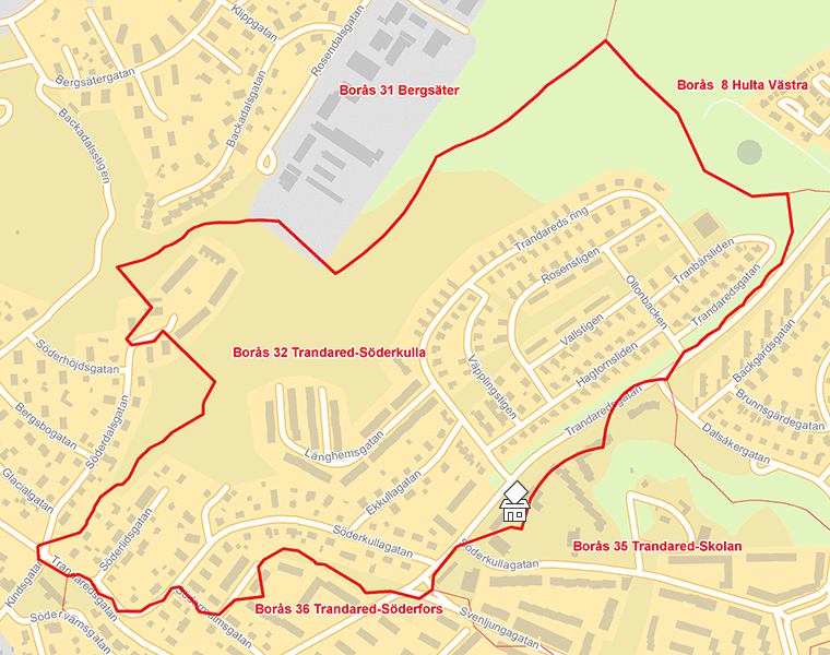 Karta över Borås 32 Trandared-Söderkulla