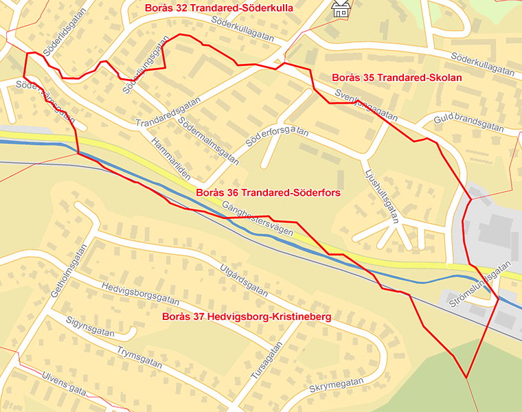 Karta över Borås 36 Trandared-Söderfors