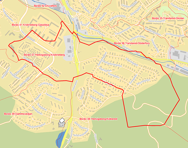 Karta över Borås 37 Hedvigsborg-Kristineberg