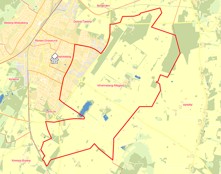 Karta över Vilhelmsberg-Åttagård