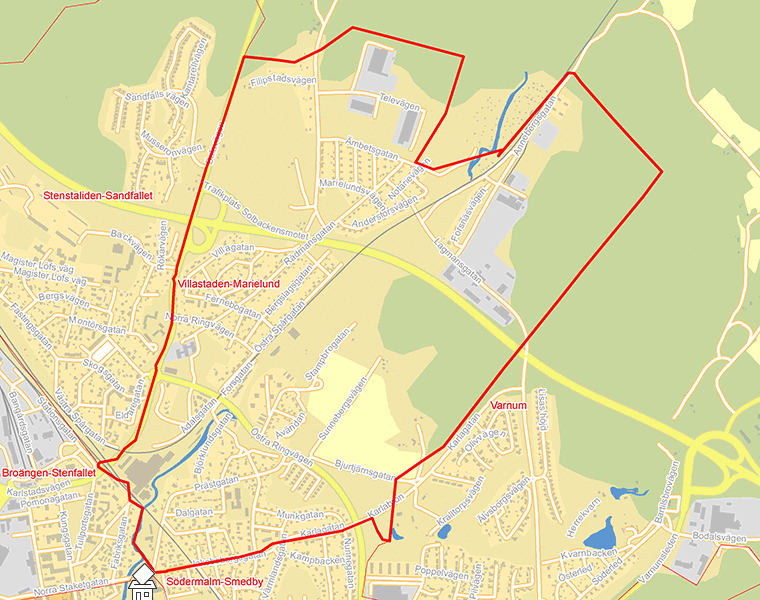 Karta över Villastaden-Marielund