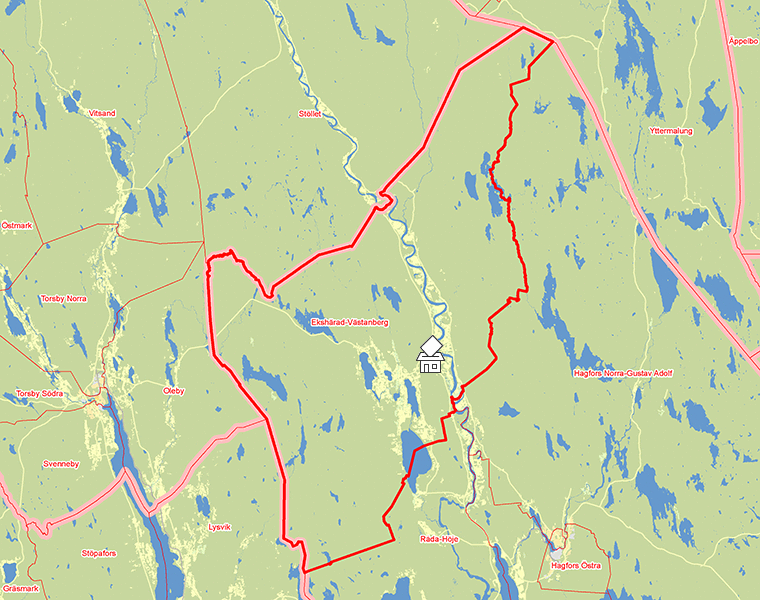 Karta över Ekshärad-Västanberg