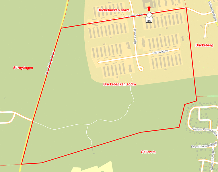 Karta över Brickebacken södra