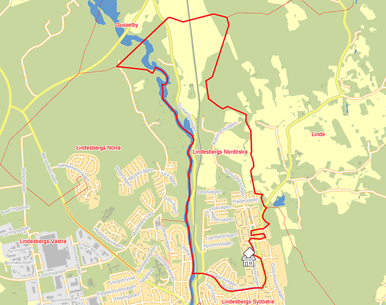 Karta över Lindesbergs Nordöstra