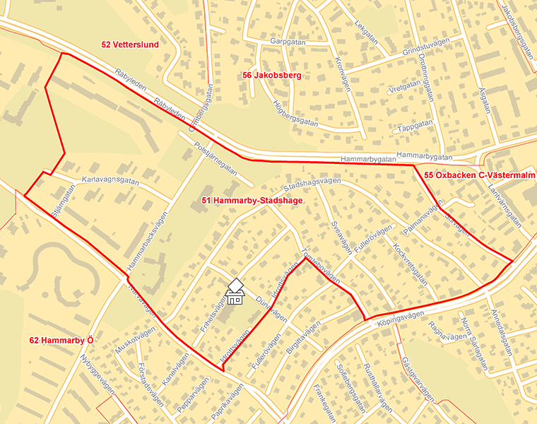 Karta över 51 Hammarby-Stadshage