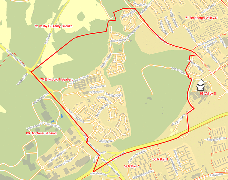 Karta över 70 Eriksborg-Hagaberg