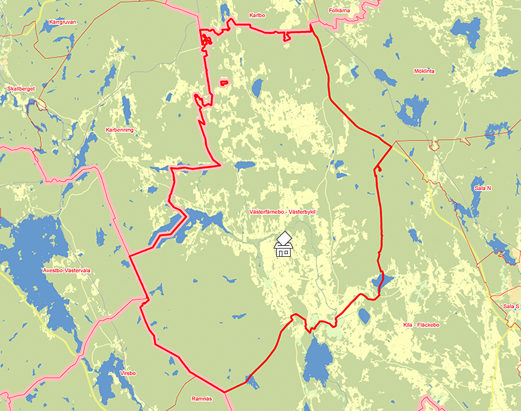 Karta över Västerfärnebo - Västerbykil