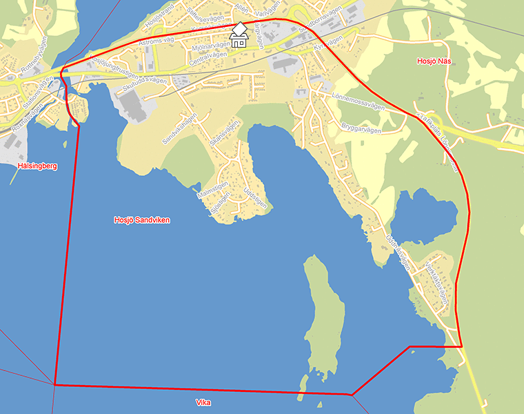 Karta över Hosjö Sandviken