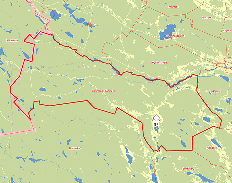 Karta över Skråmträsk-Klutmark