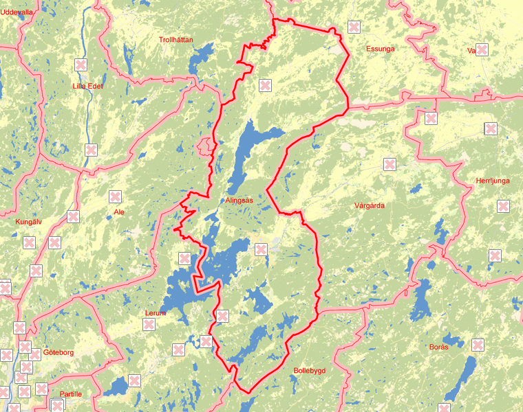 Karta över Alingsås