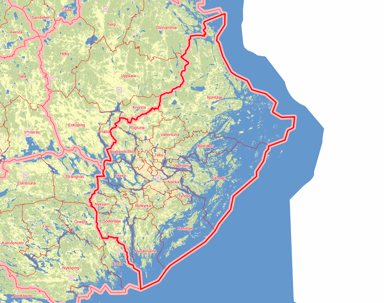 Karta över Stockholms län