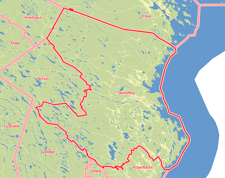 Karta över Skellefteå