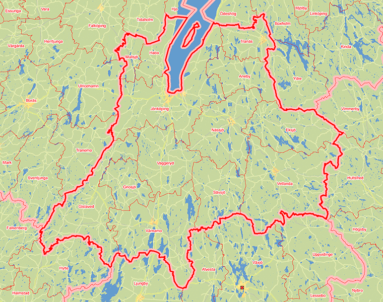 Karta över Jönköpings län