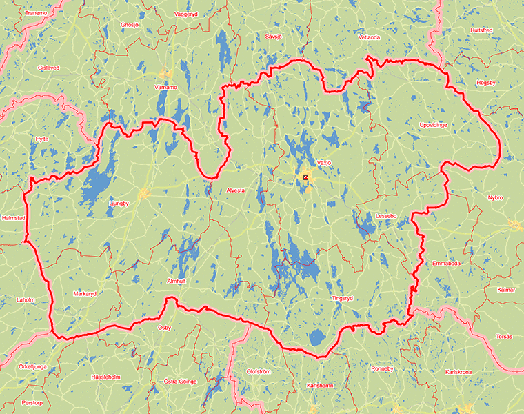 Karta över Kronobergs län