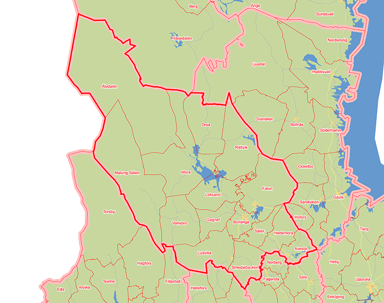 Karta över Dalarnas län