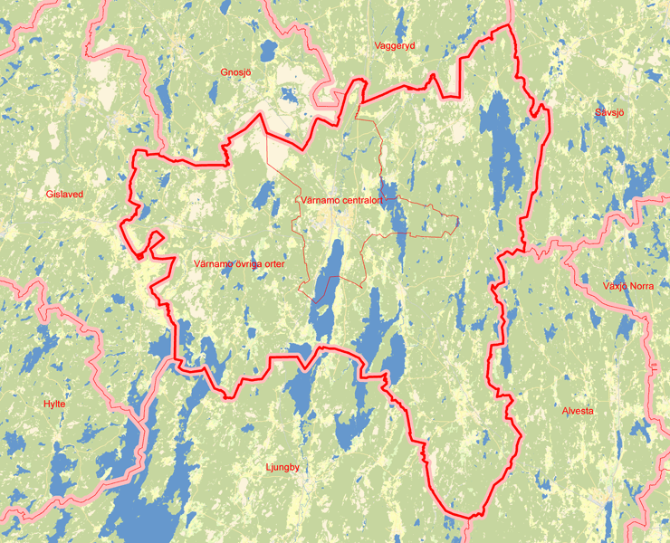 Karta över Värnamo