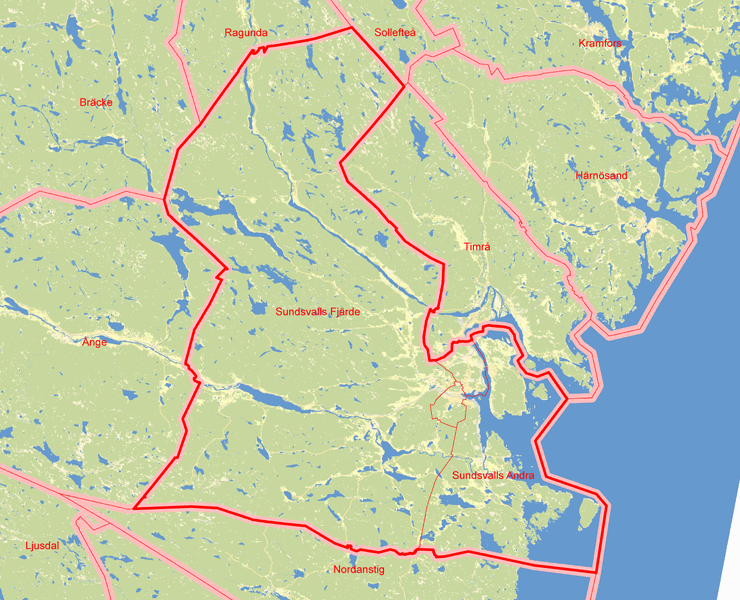 Karta över Sundsvall