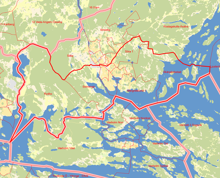 Karta över Österåker Södra