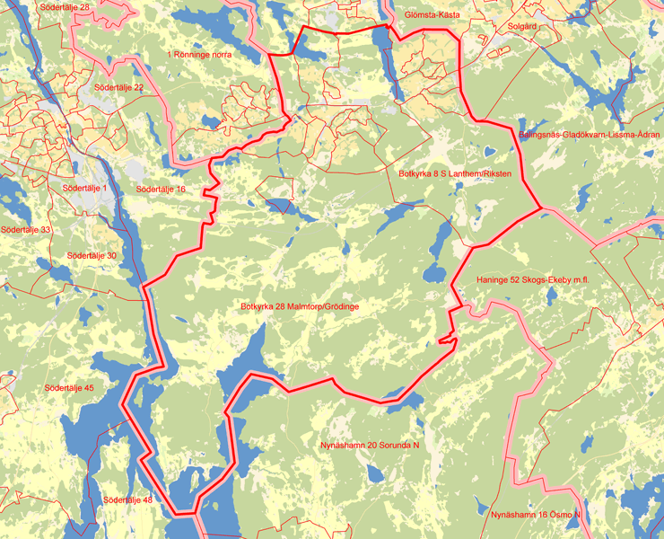 Karta över Botkyrka Södra