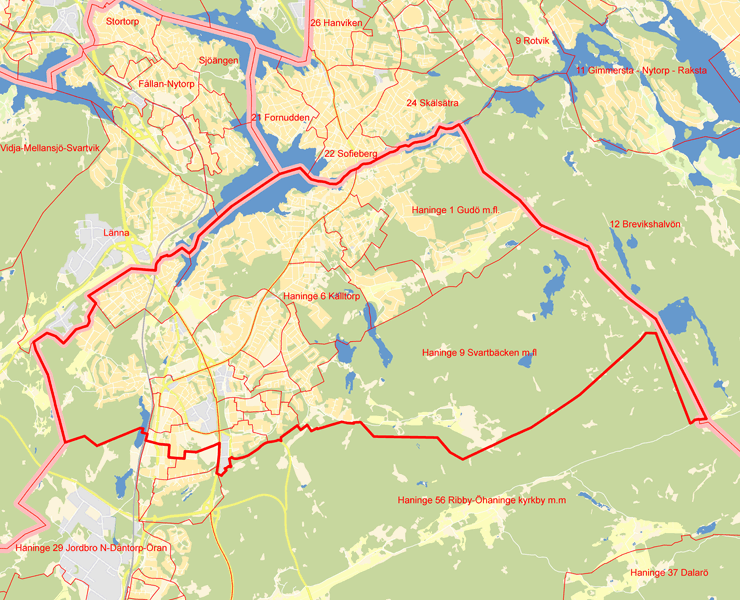 Karta över Haninge Norra