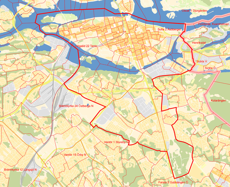 Karta över 1 Södermalm-Enskede