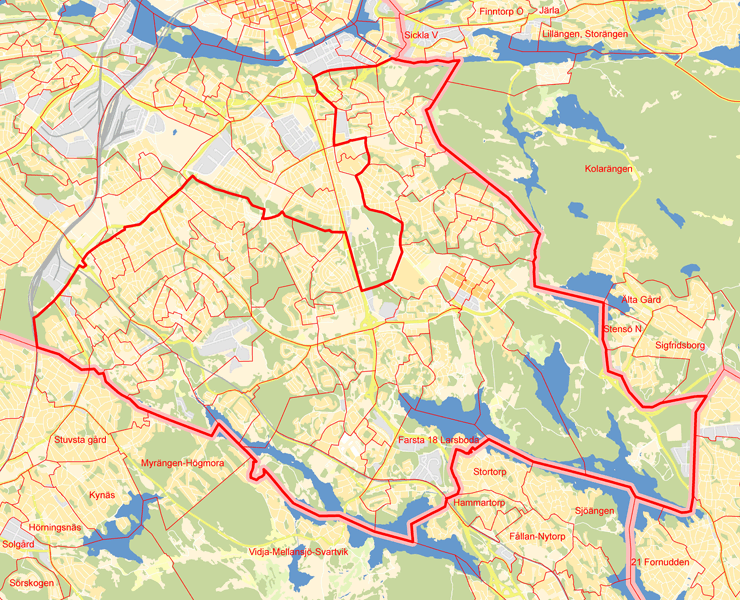 Karta över 4 Östra Söderort
