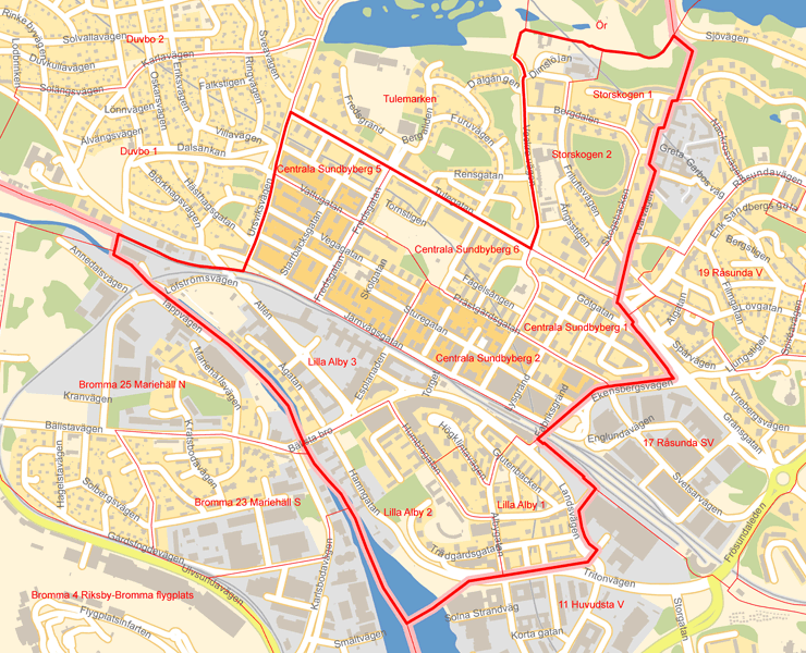 Karta över Södra Sundbyberg