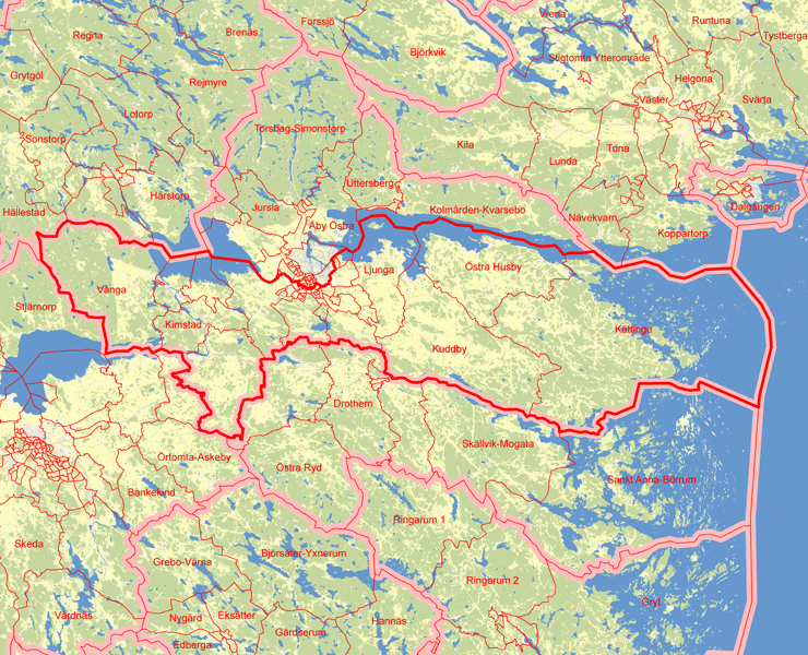 Karta över Norrköpings södra valkrets