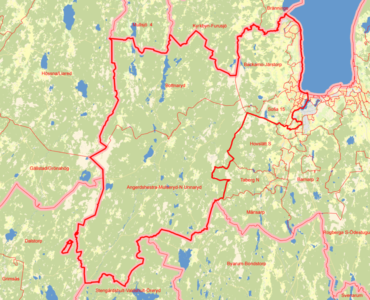 Karta över Jönköpings kommun Valkrets Väst