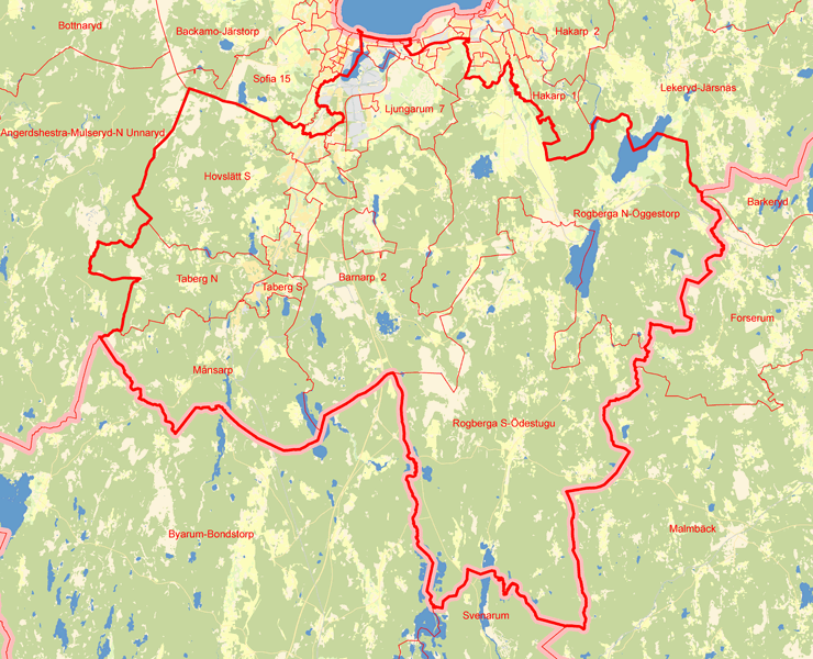 Karta över Jönköpings kommun Valkrets Syd