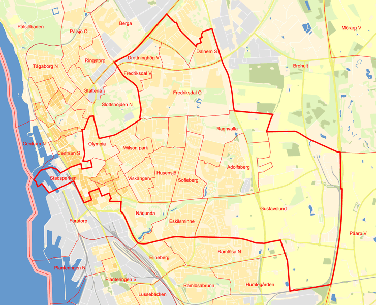 Karta över Helsingborg Mellersta