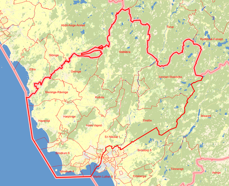 Karta över Halmstads västra valkrets