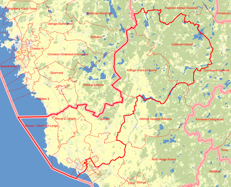 Karta över Falkenbergs västra valkrets