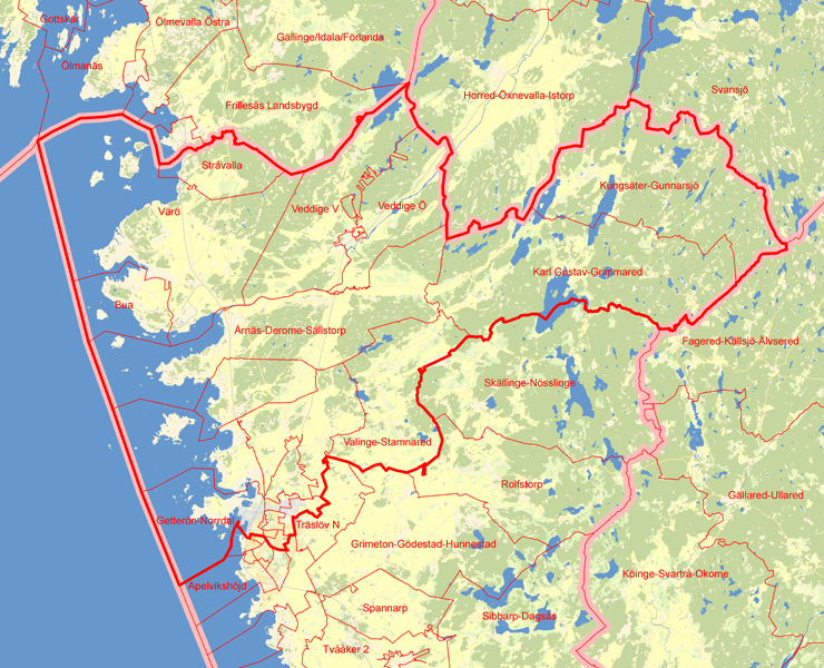 Karta över Varbergs norra valkrets
