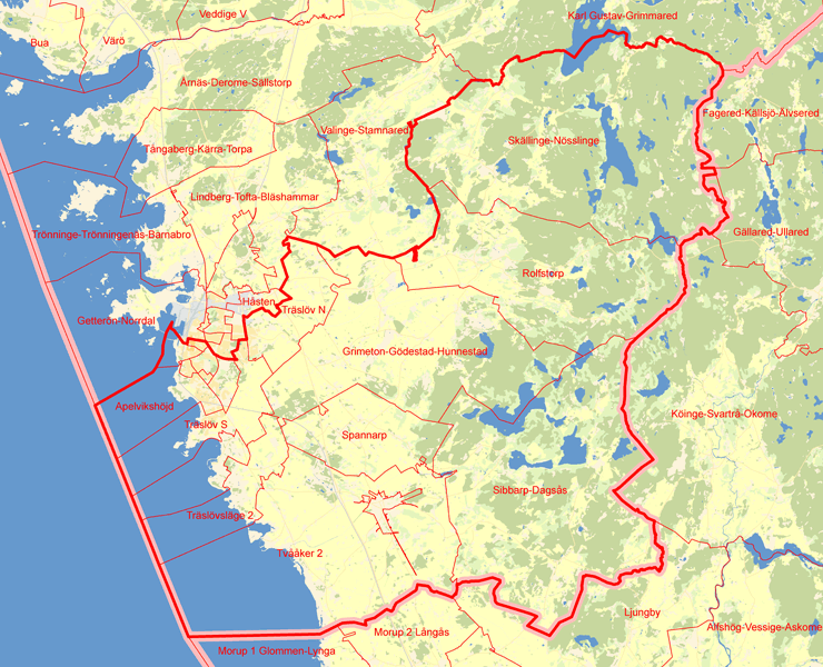 Karta över Varbergs södra valkrets