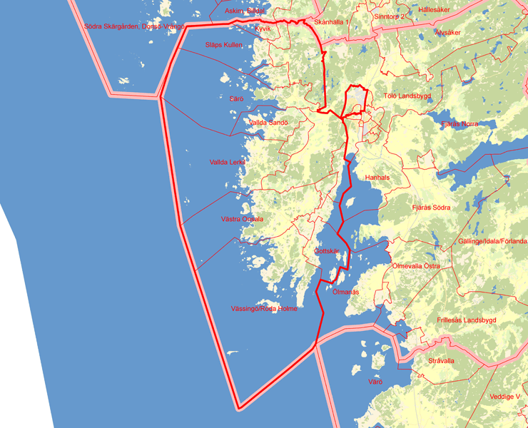 Karta över Kungsbacka västra valkrets