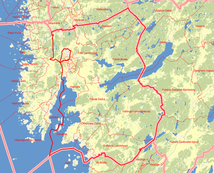 Karta över Kungsbacka östra valkrets