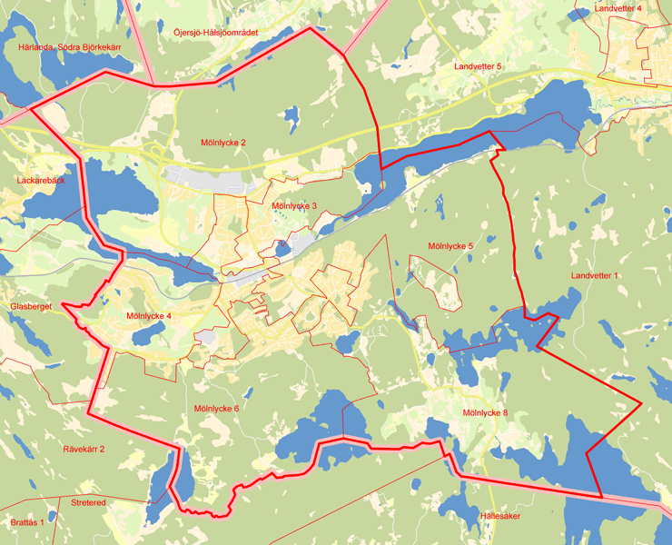 Karta över Härryda västra valkrets