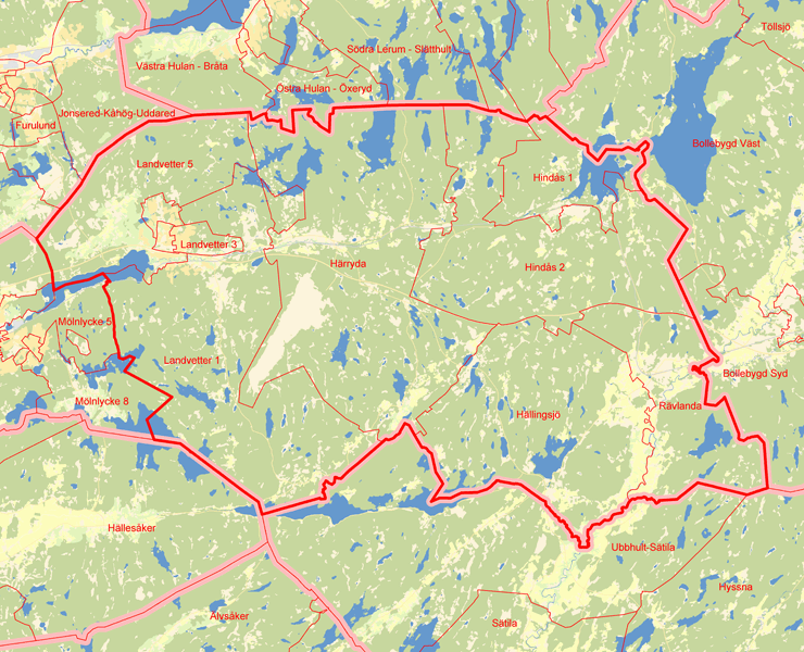 Karta över Härryda östra valkrets